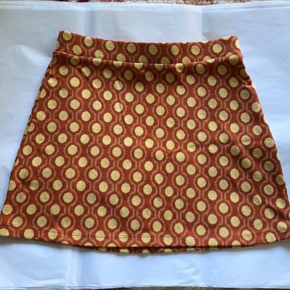 zara orange and yellow polka dot mini skirt
